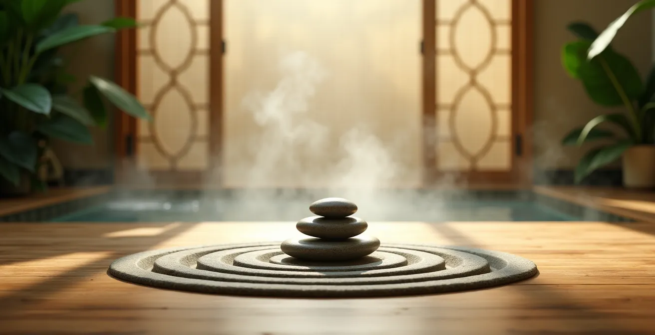 Serene spa interior with natural light and tropical plants