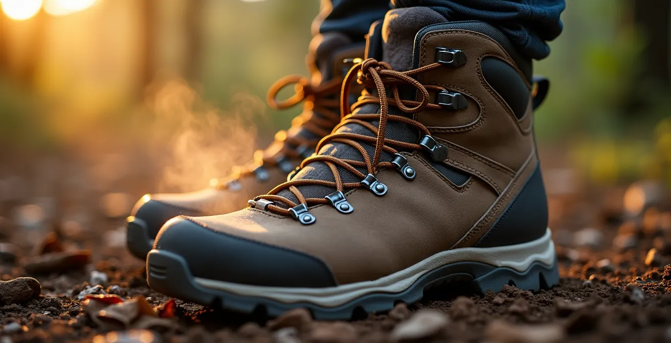 Evening foot care ritual setup in jungle camp environment