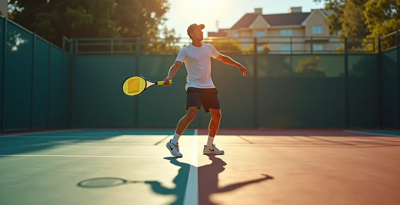 Split-screen showing active sports time versus passive resort time
