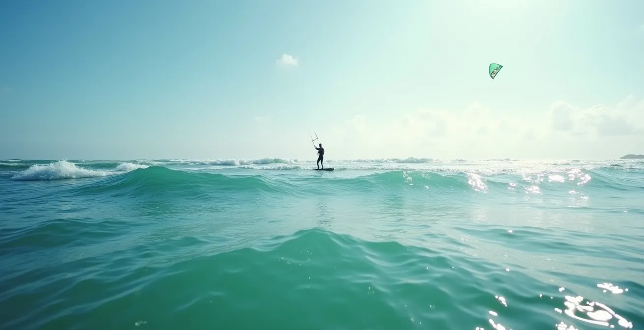 Wide ocean view showing different water textures indicating approaching wind patterns